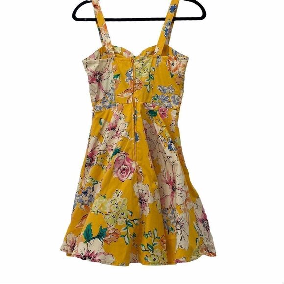 Bailey Blue Yellow Floral Pin Up Style Dress - Picture 3 of 10